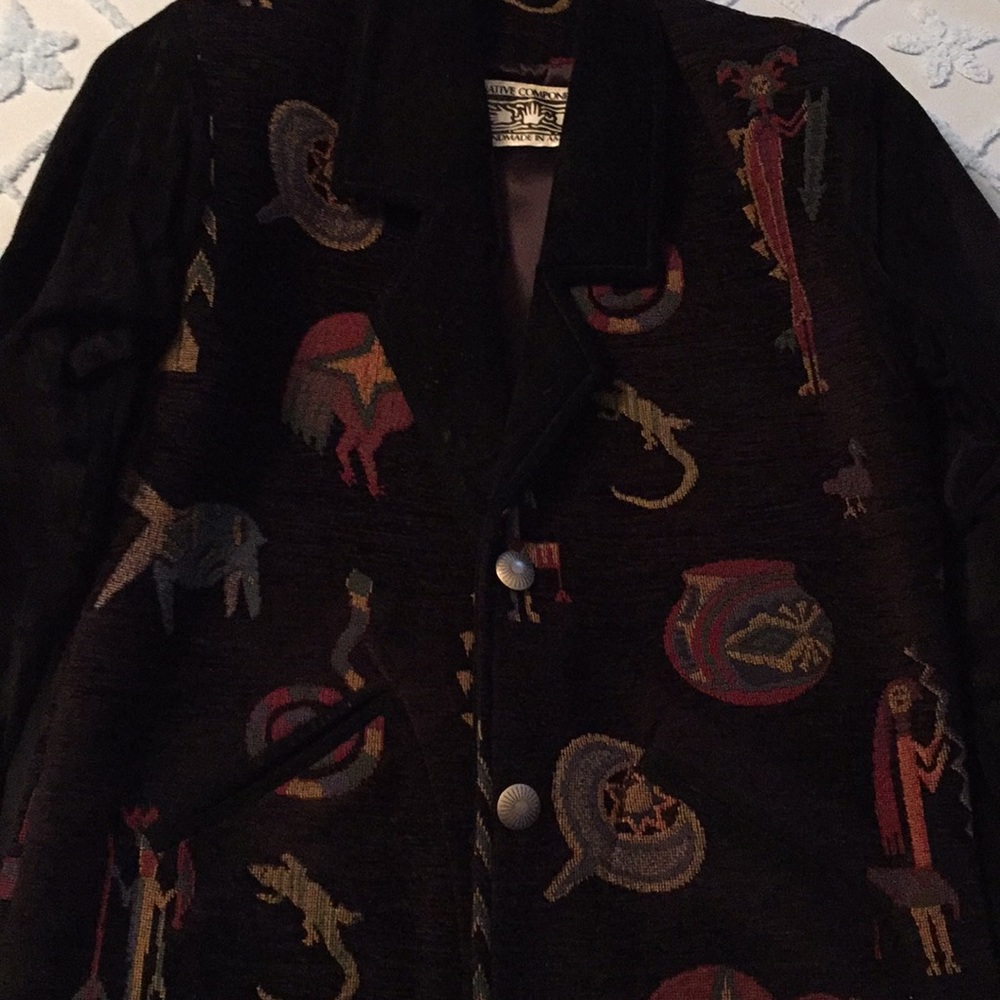 Black Native Component Aztec print coat.